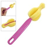 Baby Purple Plastic Handle Yellow Sponge Nipple Brush