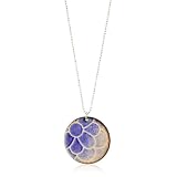 Leighelena Enamel Pendant Med Circle Blue Flor