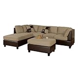 Bobkona 3-Piece Hungtinton Sectional Sofa Set with Ottoman Reversible in Pebble Color