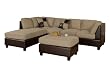Bobkona Hungtinton Microfiber/Faux Leather 3-Piece Sectional Sofa Set, Pebble