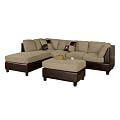 Bobkona Hungtinton Microfiber/Faux Leather 3-Piece Sectional Sofa Set, Pebble