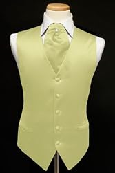 Tuxedo Vest - Solid Satin Matching Pin Ascot, Banana