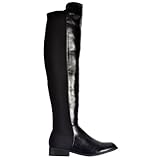 Onlineshoe Women's Wide Calf Stretch Over The Knee Thigh High Flat Black riding boot Uk6 - Eu39 - Us8 - Au7