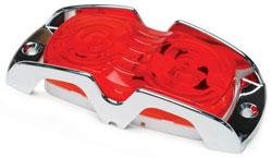Roadpro 4X2 Double Bubble Light With Chrome Guard & Replaceable Lens Red White Base - Roadpro RP-1211R/CG