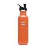 Klean Kanteen 27 -Ounce Classic Sport Cap 2.0 Stainless Steel Water Bottle, Commuter Orange