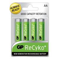 GP Recyko Nimh Pre-Charged Rechargable 1.2v, 2100mAh, AA Batteries (4-Pack)