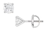 1 Carat Diamond Stud 14K White Gold Earrings