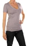 Splendid Light Jersey Short Sleeve V-Neck in Heather Grey