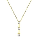 10K Yellow Gold 0.25 Carat Three-stone Diamond Pendant with chain