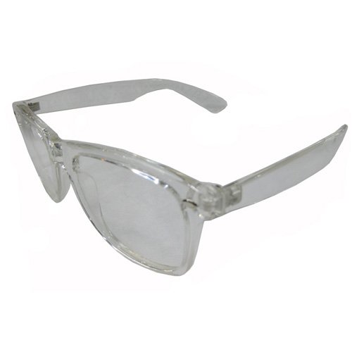 Wayfarer Brille, transparente Gläser, transparent Nerd