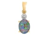 9ct Yellow Gold Triplet Opal & Diamond Pendant