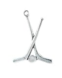 Solid Sterling Silver Hockey Sticks Charm