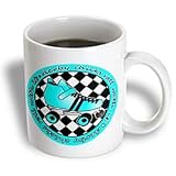 Janna Salak Designs Roller Derby - Derby Chicks Roll With It Aqua Blue Roller Skate and White - Mugs