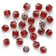 Czech Cathedral Glass Beads 6mm Ruby Red/Silver Ends (25)