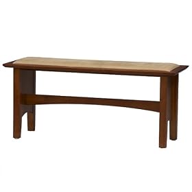 Microfiber and Wood Bench - Cherry