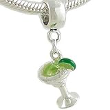 Sterling ENAMEL MARGARITA Charm fits European Bead Bracelet