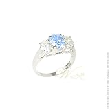STUDIO 925: *CLASSIC 3-STONE AQUAMARINE 3.5CT CZ ANNIVERSARY RING*
