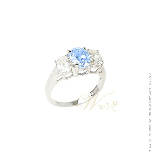STUDIO 925: *CLASSIC 3-STONE AQUAMARINE 3.5CT CZ ANNIVERSARY RING*