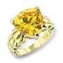 Gold Plated Brass Ring with Citrine Cubic Zirconia, Sizes: 5-10
