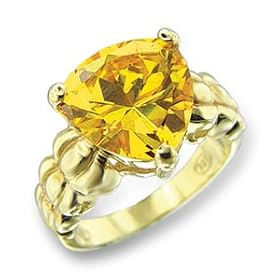 Buy Gold Plated Brass Ring with Citrine Cubic Zirconia, Sizes: 5-10 by Toltec Trading Company