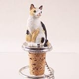 Tortoise & White Japanese Bobtail Cat Bottle Stopper