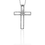 10K White Gold 0.04 ct. Diamond Cross Pendant with Chain