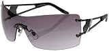 J.LO by Jennifer Lopez Frameless Shield Sunglasses w/ Hearts (Gunmetal), Gunmetal, One Size, 68085