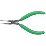 Xcelite LN542 Thin Fine Point Long Nose Plier with Green Cushion Grip Handle, Serrated Jaw, 5" Length, 1-3/16" Jaw Length