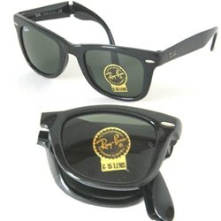 Ray-Ban Folding Wayfarer Sunglasses Black Crystal Green, L