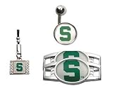 Michigan State Spartans Belly Ring/Shoe Thingz Charm/Cell Phone Charm Package