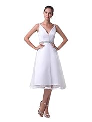A-line V-neck Satin/Tulle  Spaghetti Strap Short Tea Length Party Dress/Wedding Dress  With Rhinestones