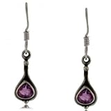 Sterling Silver Dangle Earrings w  Amethyst Gemstones