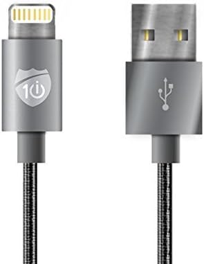 i10 Power Series Apple MFI Certified 6 ft Nylon Braided Lightning Cable for iPhones and iPads (Space Gray 3 Pack)
