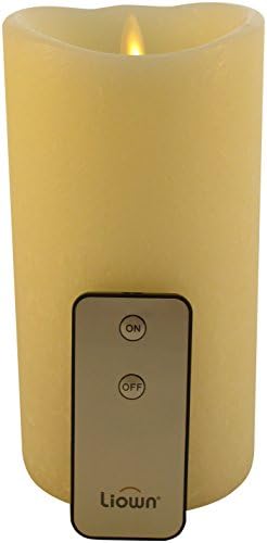 Flameless Pillar Candle featuring Moving Flame Technology by Avalon Candles from Liown: Frosted Finish, Fresh Scent LED Candle with Timer, Remote Control and Batteries (4x7 Ivory)