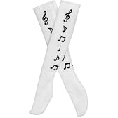 音符柄ハイソックス 白