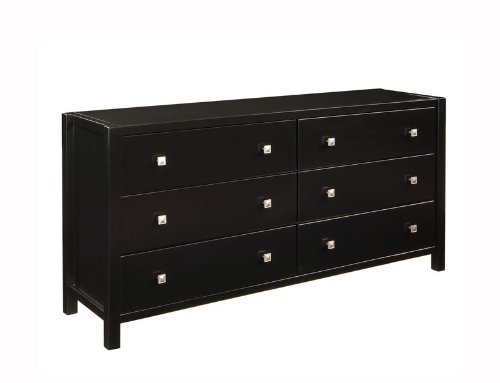 Drawer Dresser Contemporary Style in Solid Black Finish