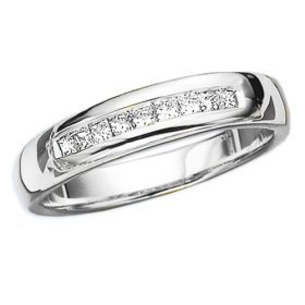 14k White Gold 1/4 Ct. Diamond Men's Wedding Band (Higher Quality)