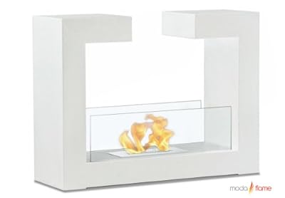 Moda Flame Beja Free Standing Ethanol Fireplace in White