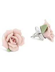 1928 Bridal Classic Porcelain Rose Button Earrings