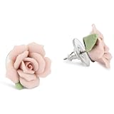 1928 Bridal Classic Porcelain Rose Button Earrings