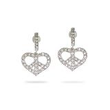 Eve's Addiction Sparkling CZ Peaceful Heart Sterling Silver Earrings