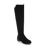 FOREVER FIFTY-50-2 Women's Fashion Two Tone Over The Knee High Riding Boots, Color:BLACK, Size:6