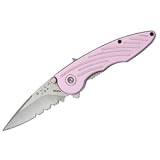 Buck 292 Impulse Assisted Opening Liner Lock Folding Knife (Pink/Stainless, Serrated)