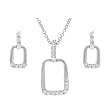 Sterling Silver CZ Accented Square Necklace and Earring Set
