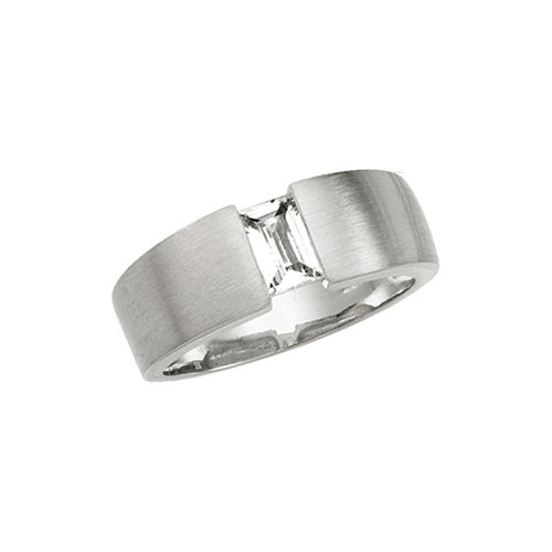 Sterling Silver 5/8 ct. Straight Baguette Cut Cubic Zirconia Ring