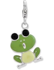 Sterling Silver Enameled 3-D Frog w/Lobster Clasp Charm