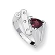 Garnet and Diamond Sterling Silver Ring (Sizes 6-8)