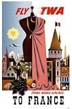 Retail Furnitures item: France Travel Poster TWA Vintage Style Print
