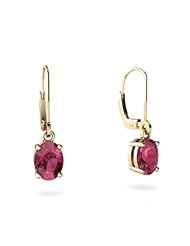 Genuine Pink Tourmaline 14kt Yellow Gold Lever Back Earrings
