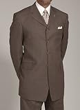Phat Farm - Phat Farm Brown Windowpane 4-Button Side-vented Suit with Pleated Pants